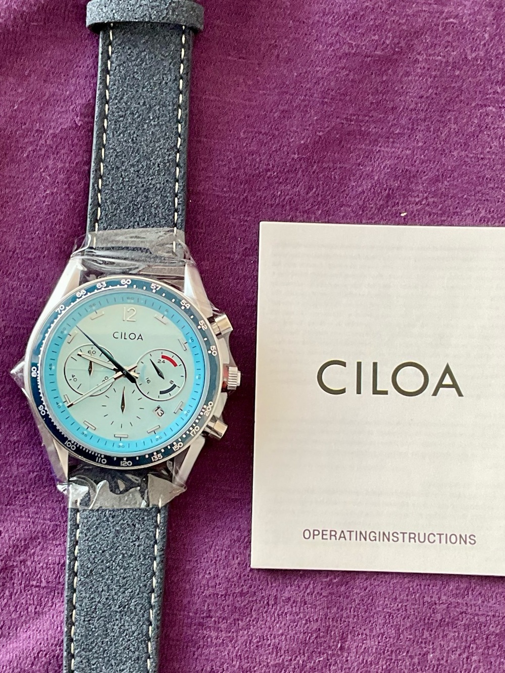 Beautiful NIB Colorful Functional Ciloa 3 Register Chronograph w Tachymeter - Picture 2 of 7